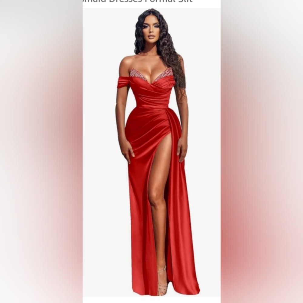Red Mermaid Silk Dress